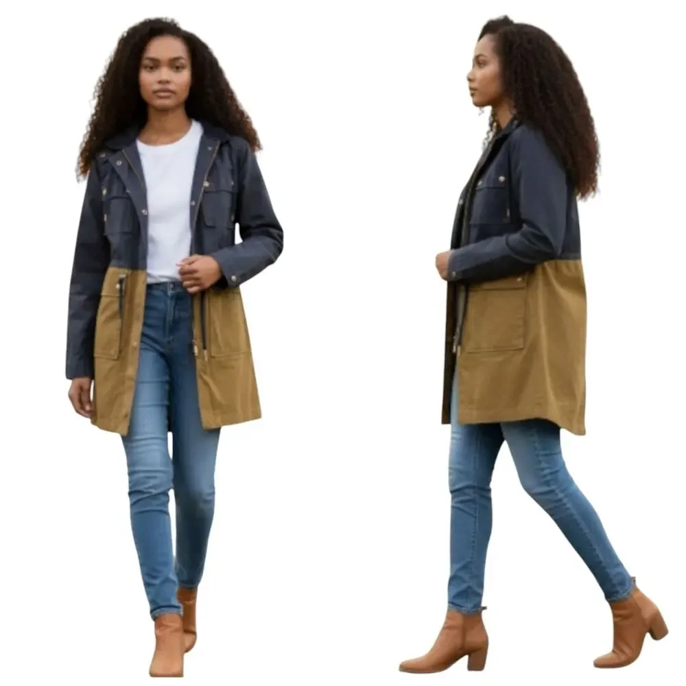 J. Crew Colorblock Barn/Chore Waxed Cotton Field Jacket EUC Size S     F215